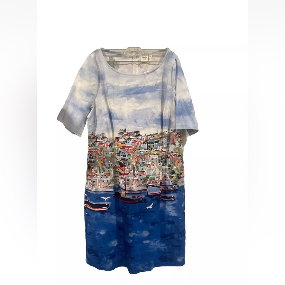 Rafaella Dress Women's 16 Weekend Seaside Town Sail Boats Seagulls New With Tag